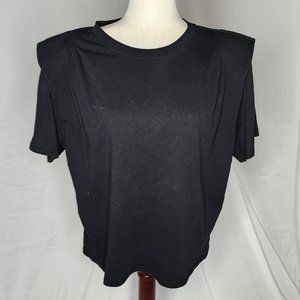 Frame Black Padded Shoulder Short Sleeve Structured Shirt Size XL